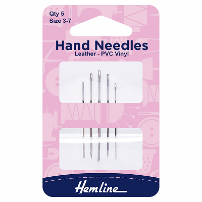 H217.37 Hand Sewing Needles: Leather/PVC/Vinyl: Size 3-7: Pack of 5 
